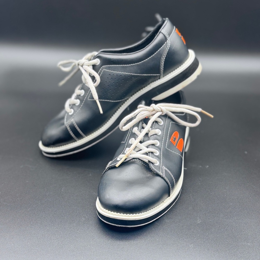 Brunswick Bowling Shoes Mens 7.5 Black Copa K250-1 Lace Up Contrast Stitch
